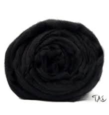 BLACK Fine excellent Merino Top Wool Combed