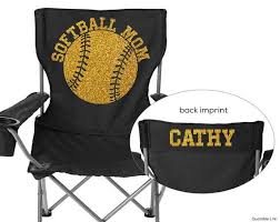 Personalized Folding Chair Softball Mom Solid Or Glitter Vinyl Sorority Folding Chair Glamping