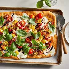 Sheet Pan Caprese Pizza Recipe Eating Well Recipes Easy Sunday Dinner Caprese Pizza