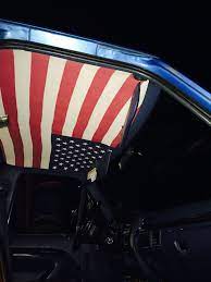 Truck Headliner Re Wrapped With The American Flag Remove Trim Headliner Spray Adhesive And Smooth Out Re Inst Truck Headliner Cool Trucks Truck Interior