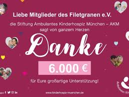 'ambulantes kinderhospiz münchen' (akm) since february 2015, the fcbb has been an official partner of the stiftung ambulantes kinderhospiz münchen (akm). Fc Bayern Fanclub Die Filetgranen Spendet 6000 Euro An Kinderhospiz Geretsried