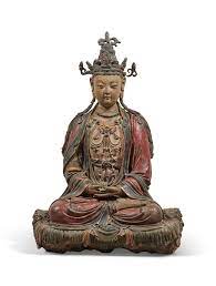 Statue De Guanyin En Stuc Polychrome Chine Dynastie Ming 1368 1644 All Other Categories Of Objects Lacquer Japanned Chris Guanyin Statue Buddhist Art