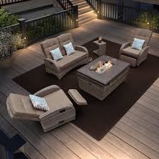 Gas fire pit on wooden deck. China Rattan 3 Seater Sofa Lawn Function Couch Outdoor Furniture With Gas Fire Pit China Garden Sofa Sale Wicker Sofa