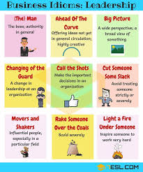 15 Common Phrases Idioms About Leadership In English 7 E S L Idioms And Phrases Learn English English Idioms