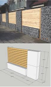 Gabion1 Fence With Timber Details Www Gabion1 Co Uk Modern Fence Design Fence Design Timber Fencing
