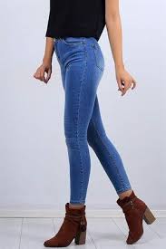 Likrali Mavi Bayan Kot Pantolon 10465b Tarz Moda Moda Pantolon