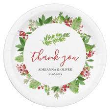 Check spelling or type a new query. Holly Red Berry Christmas Modern Wedding Thank You Paper Plate Zazzle Com Wedding Thank You Wedding Modern Holiday Table Decorations