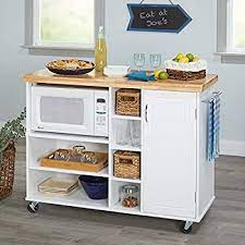 Amazon Com Kitchen Islands On Wheels Microwave Cart Portable Mobile Storage Unit Breakfast Bar With Cabinet She Microwave Cart Kitchen Furniture Kitchen Cart