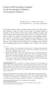 PDF) Context and Francophone Support For The Sovereignty Of Quebec: An  Ecological Analysis