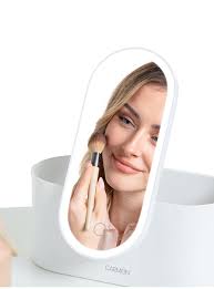 Carmen Portable LED Mirror Cosmetic Storage Case White
