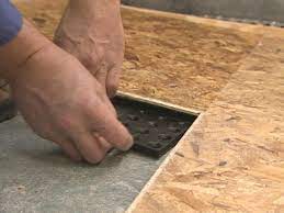 First plywood, then advantech (moisture resistant). How To Install Subfloor Panels How Tos Diy