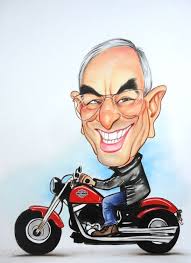 Caricatura en motocicleta