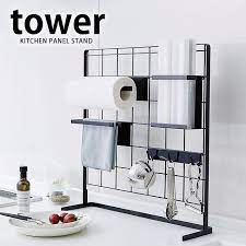 楽天市場 キッチン ワイヤーネット ワイヤーラック 自立式 メッシュパネル タワー tower コンロ奥ラック シンク上 ラック 収納 キッチンツールスタンド スパイスラック キッチン収納 山崎実業 yamazaki カウンター上収納 carro デザイン雑貨カロ キッチン収納