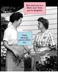 And everything that i do is my first name. She Said You Re A Bitch But I Think You Re Delightful That S Because You Re A Bitch Too Gettyimages Meme On Me Me