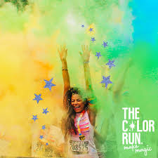 Using the thick paint brush or foam brush, dab paint onto the wood, spacing the dabs out a bit. Atlanta The Color Run
