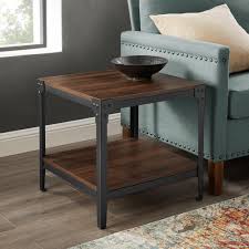 Ana white | rustic x coffee table, end table and console. Walker Edison Furniture Company Rustic Wood Dark Walnut End Side Table Set Of 2 Hd8149 The Home Depot