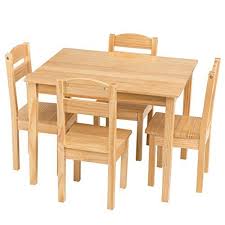 Costzon Kids 5 Piece Table And Chair Set Pine Wood Natural For More Information Visit Image Link Kids Wooden Table Wooden Childrens Table Toddler Table