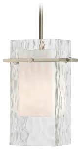 Satin Nickel Mini Pendant Light With Water Glass Contemporary Pendant Lighting By Destination Lighting
