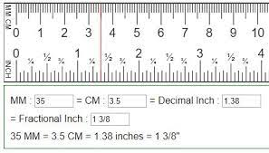 Convert mm, cm to fraction or decimal inches (in = mm = cm)