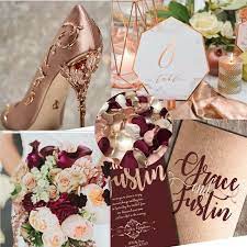 Burgundy And Rose Gold Wedding Vision Board J Aime Events Rose Gold Wedding Decor Wedding Rose Gold Theme Gold Wedding Decorations