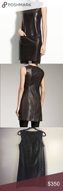 Vince Black Leather Shift Dress With Images Boat Neck Dress Shift Dress Fashion Tips