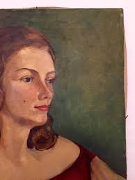 1900's Vintage Oil On Canvas Katrina Shepard New Haven CT "My Joan"  Portrait Art