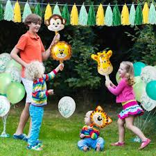 On invitations that are plain on the outside place stickers of different safari animals. Jungle Theme Party Supplies Banners Tassels For Kids Safari Theme Birthday Party Decorations With Animal Balloons Cake Toppers Toys Games Party Supplies Agtcorp Com