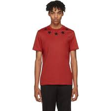 Black And Red Designer T Shirt Givenchy Star Collar Tee In Red Modesens Top Outfits Shirts T Shirt Vest