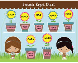 brownie girl scout kaper chart printable instant by