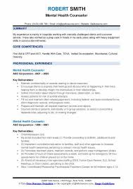 mental health counselor resume samples