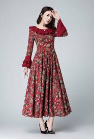 Garden Party Dress Linen Dress Flower Prom Dress Women Maxi Linen Dresses Waistline Dress Womens Dresses