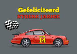 Verjaardagskaart Auto Porsch Rood Kaartje2go