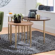 $609.99 more options view details; Welwick Designs 3 Piece Round Nesting Coffee Table Set Dark Walnut Dark Walnut Gold Legs Home Depot Havenly