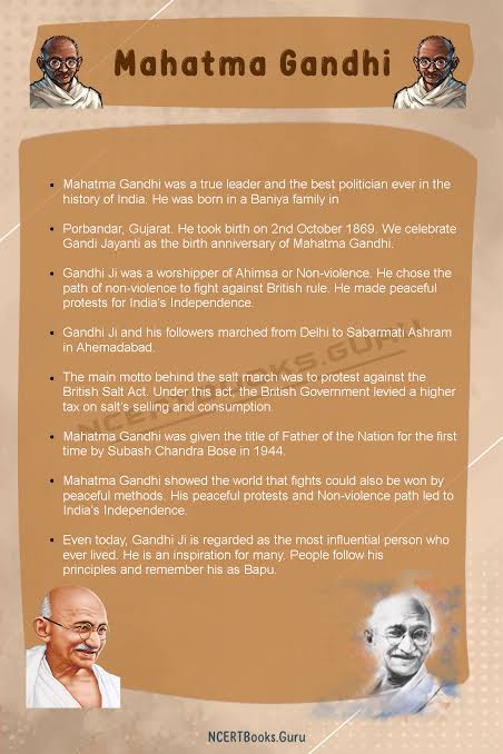 10 Lines about Mahatma Gandhi for Students and Children in English - NCERT Books