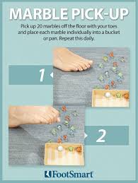 Challenge Yourself To Pick Up 20 Marbles Off The Floor With Your Toes And Place Each Marble Individually Into A Foot Exercises Strengthen Feet Ankle Exercises