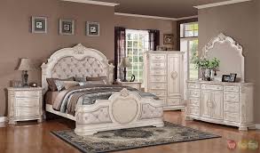 Unity Distressed Antique White Upholstered Bedroom Set With Stone Tops Shopfactorydirect Com Goruntuler Ile Yatak Odasi Mobilyalari Yatak Odasi Mobilya