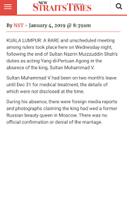 Abdullah of pahang and his queen consort. Sumisha Naidu On Twitter Just In King Of Malaysia Abdicates Throne No Reason Given