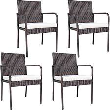 Find great deals on ebay for outdoor chair cushions. Patiojoy Outdoor Patio Wicker Chairs Set Of 4 With Heavy Duty Steel Frame And Soft Cushions