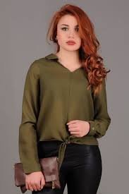 Bayan Gomlek Gomlek Yaka Belden Baglamali Haki Bluz Dikis Modavigo Bayan Butik Otantik Modelleri Tesettur Bayangiyim Abiye Style Bluz Gomlek Biye