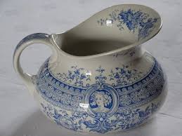 Ancien Pichet Broc Toilette Faience Sarreguemines U C Decor Bleu Clair Parisia Bleu Clair Faience Pichet