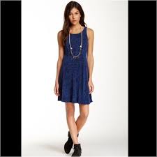 Free People Navy Jacquard Lace Trim Casual Dress Boutique Sleeveless Floral Dress Casual Dress Jane Dress