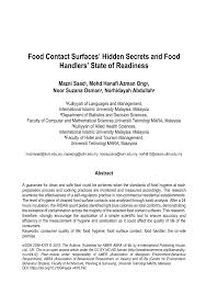 Part vi packages for food except as otherwise provided in these regulations, no person shall import, manufacture, advertise for sale or sell, or use or cause or permit to be used in the preparation, packaging, storage, delivery or exposure of food for sale, any package, appliance, container or vessel. Pdf Food Contact Surfaces Hidden Secrets And Food Handlers State Of Readiness