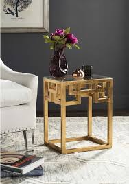 Safavieh Byram Antique Gold Leaf Glass End Table Lowes Com End Tables Glass Top End Tables Sofa End Tables