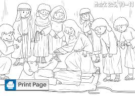 Bible story coloring page jesus heals deaf man free stories children healing. Jesus Heals The Paralytic Man Coloring Pages For Kids Connectus