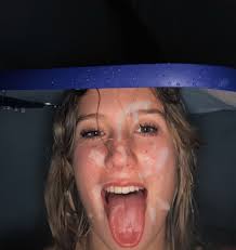 Brunette sunbaking with cum on her face - Cum Face GeneratorCum Face  Generator
