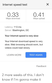 Run a broadband speed test using our modern, fast & accurate broadband speed checker. Internet Speed Test 041 033 Mbps Download Mbps Upload Latency 113 Ms Server Washington Dc Your Internet Speed Is Very Slow Your Internet Download Speed Is Very Slow Web Browsing Should Work