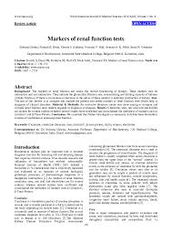 Tests are also made to estimate maximal tubular activity. Pdf Markers Of Renal Function Tests Shivaraj Gowda And Sonal Vernekar Academia Edu