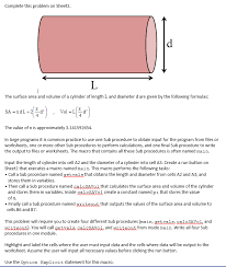 Free printable volume of a cylinder worksheets and area of cylinder worksheets with answer keys. Complete This Problem On Sheet2 The Surface Area Chegg Com