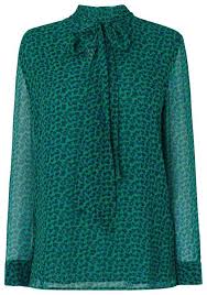 Rudy Green Silk Printed Top Sheer Blouse With Green Leopard Print And Bow Neckline Lkbennett Aff Fashion Clothes Women Printed Silk Blouses Clothes Design