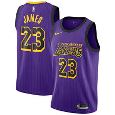 Shop los angeles lakers jerseys in official swingman and lakers city edition styles at fansedge. Men S Los Angeles Lakers Lebron James Nike Purple 2018 19 Swingman Jersey City Edition 42601